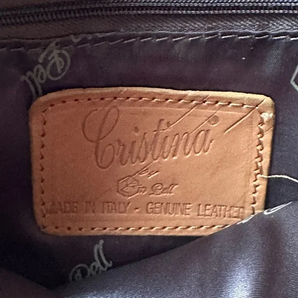 Cristina in Pell Tan Pebbled Leather Crossbody Made in Italy - Picture 12 of 16